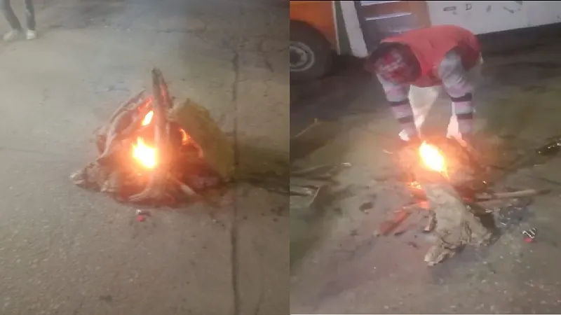 मुरादाबाद : रोडवेज बस अड्डे पर जलाया गया अलाव, बढ़ती ठंड को लेकर की जा रही व्यवस्था