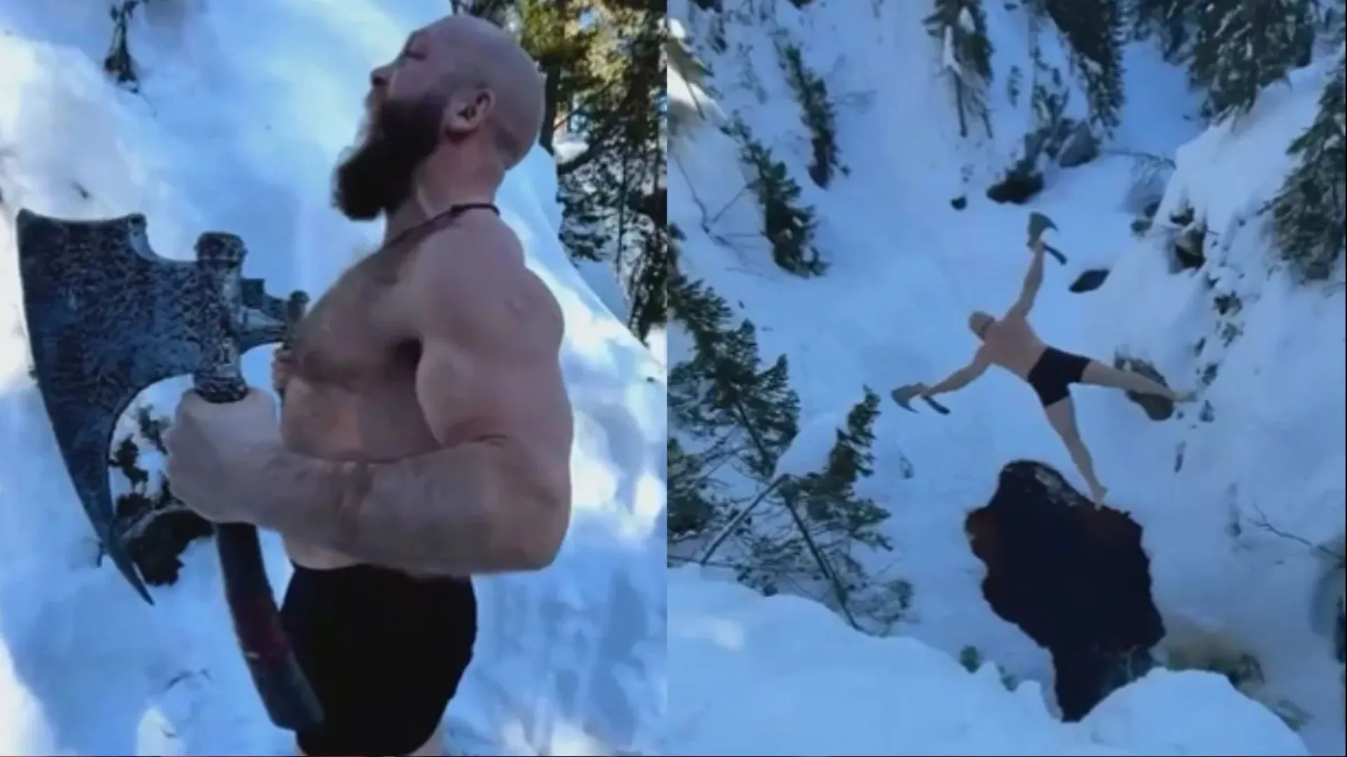 चिलचिलाती ठंड में बर्फिले पहाड़ियों से शख्स ने लगा दी छलांग, Video देख कांप जाएगी रूह