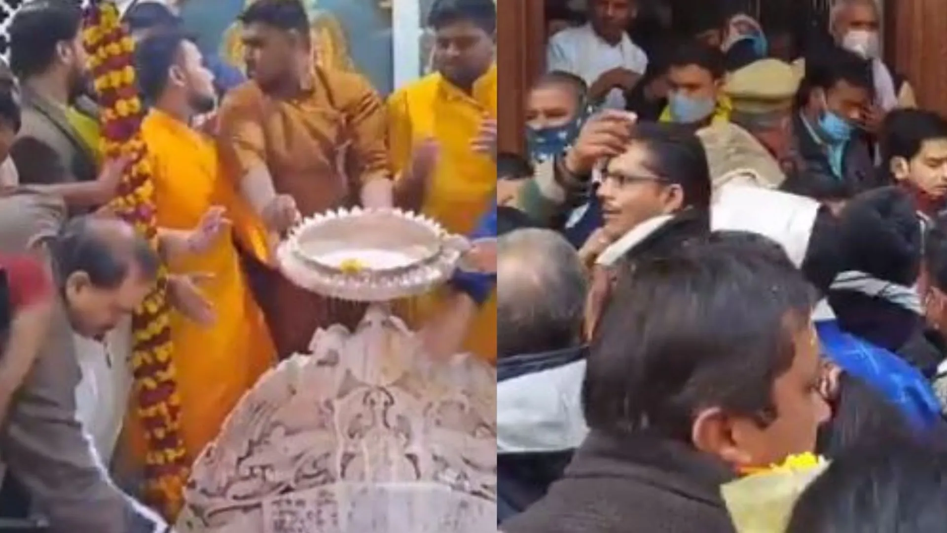 मथुरा: निधिवन और बांके बिहारी मंदिर में दर्शन को बड़ी संख्या में उमड़ी श्रद्धालुओं की भीड़