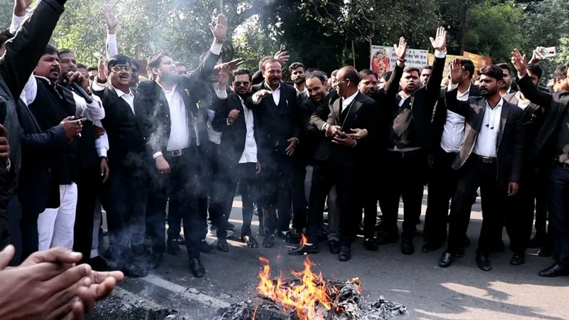 लखनऊ: गैंगस्टर एक्ट की कार्रवाई के विरोध में वकीलों का जोरदार प्रदर्शन, पुलिस कमिश्नरेट का फूंका पुतला