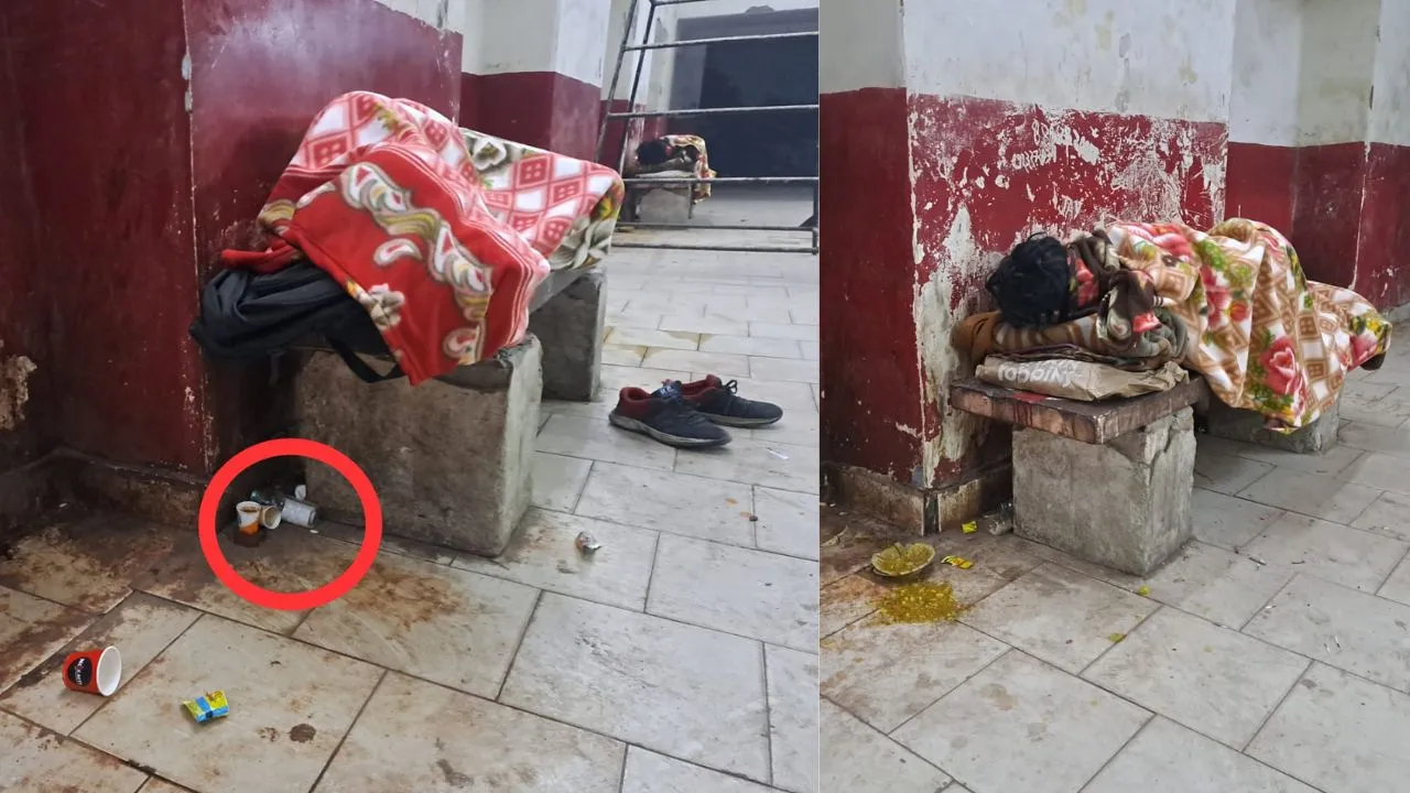 आगरा: बस स्टैंड के प्रतीक्षालय में गंदगी के बीच रात गुजारने को मजबूर हैं यात्री