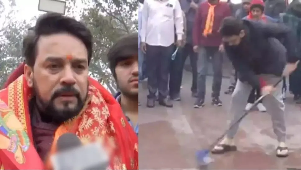 अनुराग ठाकुर ने हनुमान मंदिर में की सफाई, बोले- राम मंदिर में प्राण प्रतिष्ठा समारोह पर टिप्पणी करना बंद करें विपक्षी दल