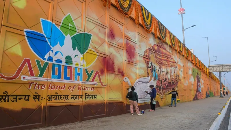 प्राण प्रतिष्ठा समारोह से पहले दुल्हन सी सजी अयोध्या, मनमोहाक कलाकृतियों से पटी सड़कें  