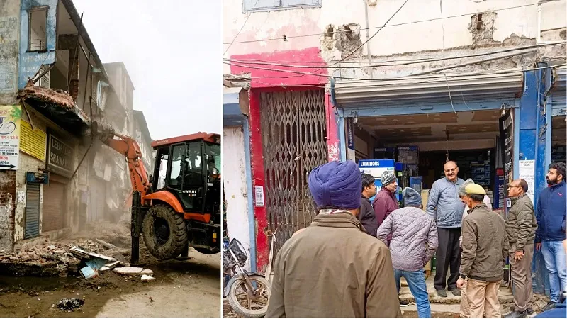 मुरादाबाद : बुध बाजार में नोकझोंक के बीच ध्वस्त कराया अतिक्रमण