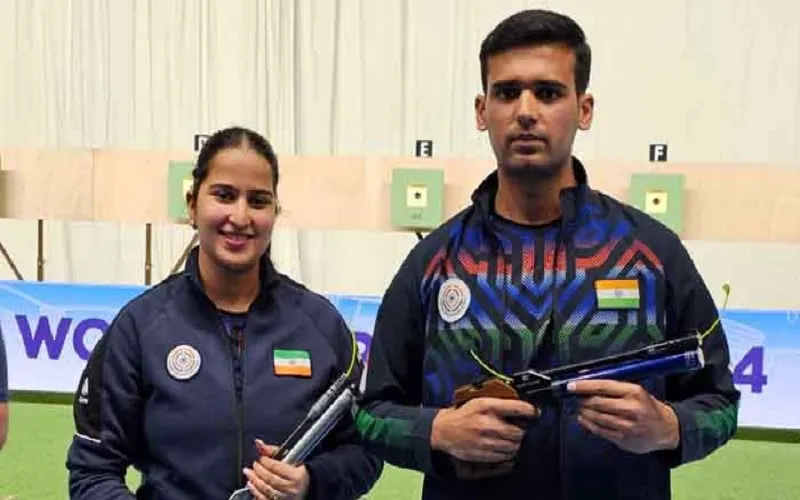 रिदम और उज्जवल ने जीता 10 मीटर एयर पिस्टल मिश्रित टीम स्पर्धा में स्वर्ण पदक 