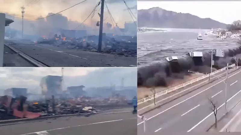जापान में भूकंप से तबाही का मंजर, कहीं ढही इमारत तो कहीं लगी आग...अब तक 48 लोगों की गई जान