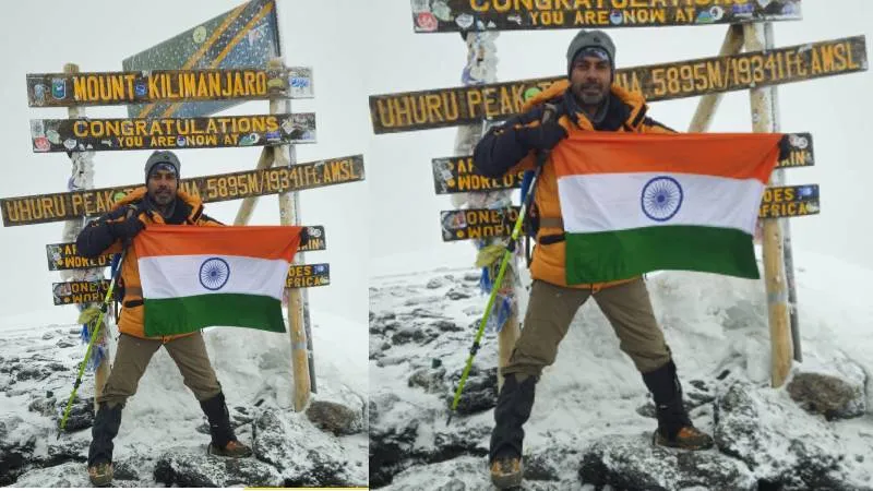 अयोध्या: अवध विश्विद्यालय के छात्र कर्नल जय प्रकाश ने माउंट किलिमंजारो पर लहराया तिरंगा 