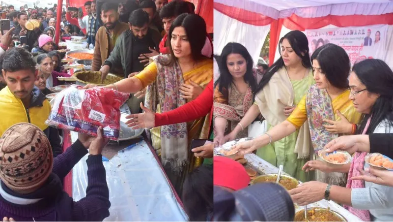 लखनऊ: डिंपल यादव के जन्मदिन पर भंडारे का आयोजन, कंबल-साड़ियों का वितरण, बच्चों को बांटी पुस्तकें 