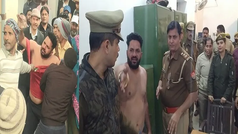 मुरादाबाद : एसएसपी ऑफिस के बाहर प्रेमिका के घर वालों ने प्रेमी को जमकर पीटा, कपड़े फाड़े