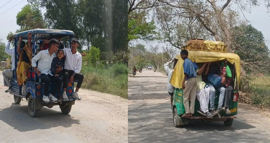 कासगंज: यात्रियों की जान जोखिम में डाल रहे ऑटो और ई-रिक्शा चालक, लटकाकर करा रहे यात्रा...जिम्मेदार बेखबर
