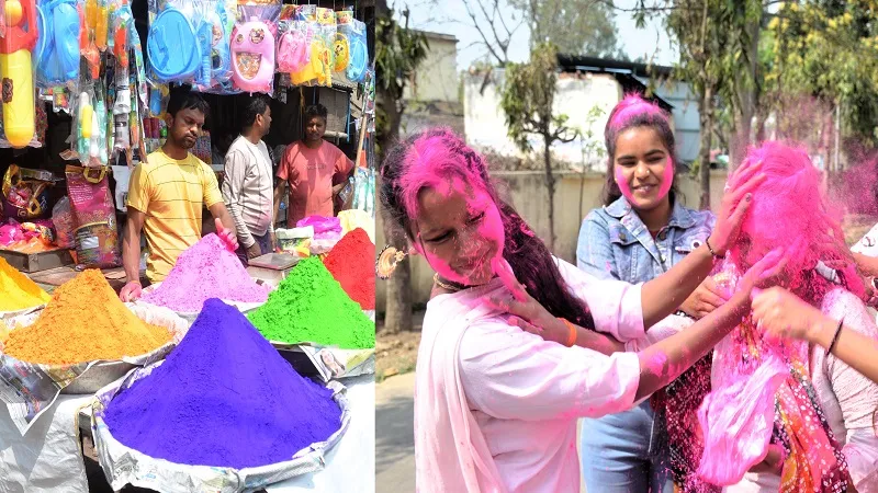 Moradabad News : मुरादाबाद में उड़ा अबीर-गुलाल, बाजार में उमड़ी खरीदारों को भीड़