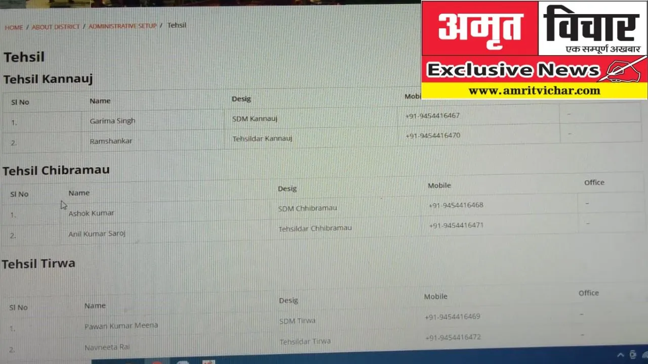 Exclusive: NIC की वेबसाइट में तीनों एसडीएम के लिखे गलत नाम; खुद की सूची दुरुस्त नहीं, जिले को सुधारने का कर रहे दावा