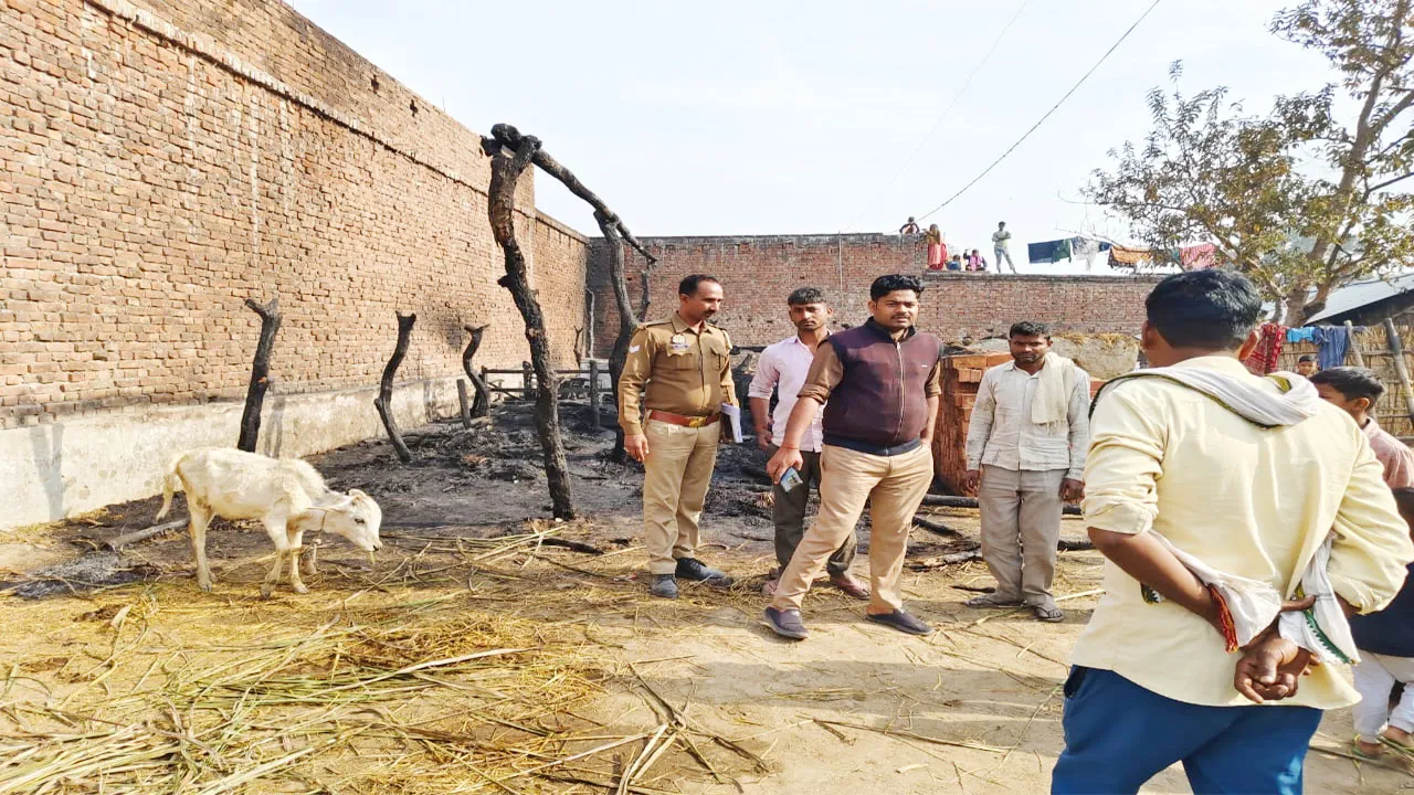 बहराइच: अज्ञात कारणों से फूस के मकान में लगी आग, नकदी समेत सामान जलकर हुआ राख 