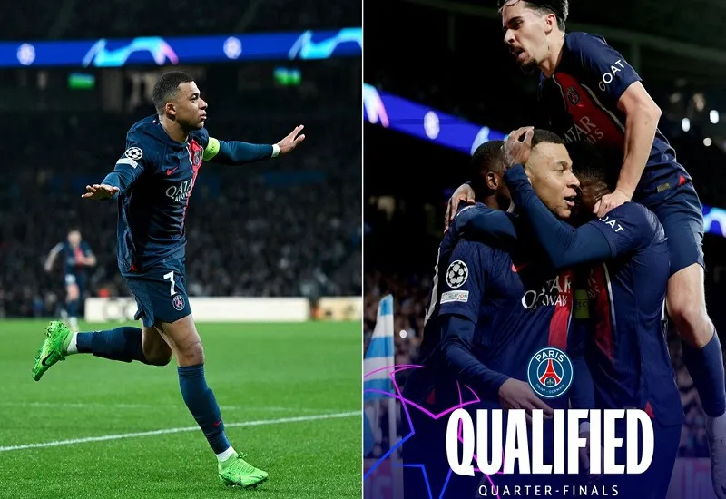 UEFA Champions League : किलियन एम्बाप्पे के दो गोल की मदद से पीएसजी चैंपियंस लीग के क्वार्टर फाइनल में 