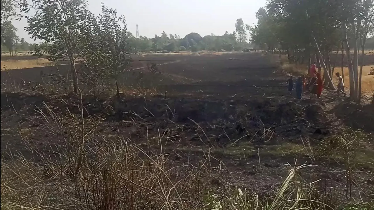 अयोध्या में शार्ट सर्किट से लगी आग, 40 बीघा गेहूं की फसल जलकर राख