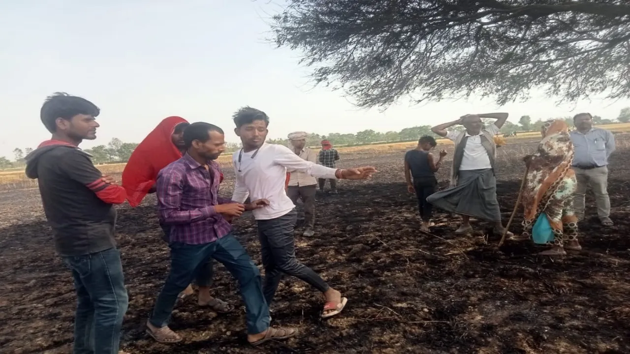 श्रावस्ती: अज्ञात कारण से लगी आग, 100 बीघा से अधिक फसल जलकर राख