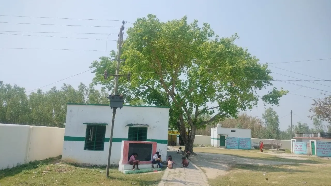  गोंडा: विद्यालय परिसर से गुजर रही विद्युत लाइन छात्रों व गुरुजी को दे रही टेंशन, जिम्मेदार अनहोनी का कर रहे इंतजार