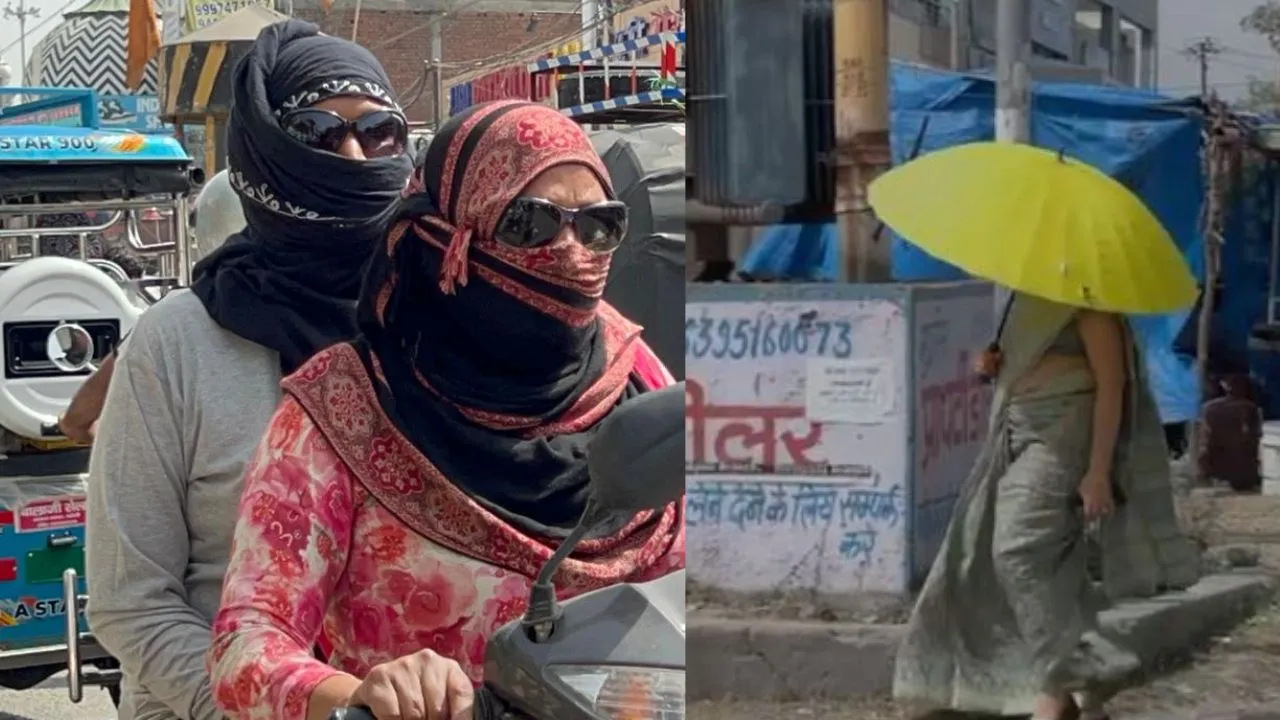 बरेली: तेज धूप से लोगों का बुरा हाल, सिर-मुंह ढक और छाता लेकर चलने को लोग मजबूर