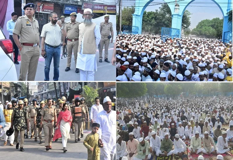 मुरादाबाद : शांतिपूर्ण माहौल में संपन्न हुई ईद-उल-फितर की नमाज, डीएम-एसएसपी ने गले मिल दी बधाई