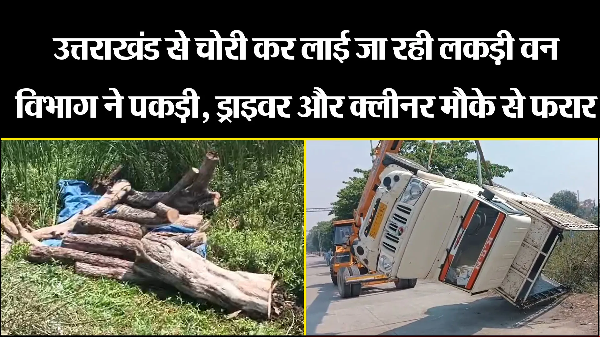 बरेली: उत्तराखंड से चोरी कर लाई जा रही लकड़ी वन विभाग ने पकड़ी, ड्राइवर और क्लीनर मौके से फरार