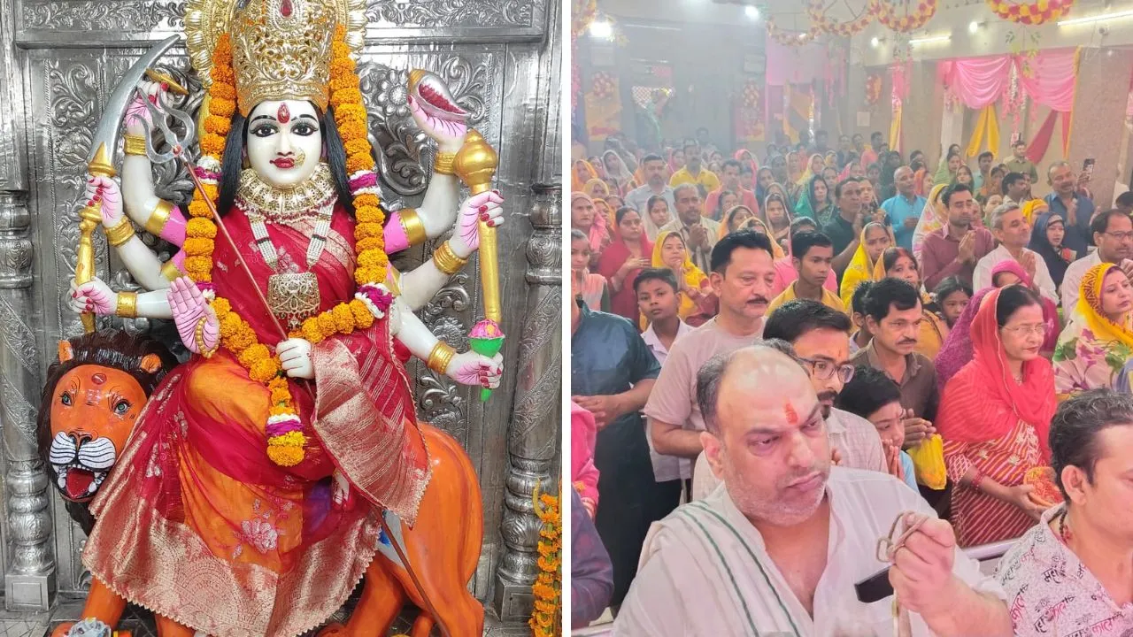 Unnao: नवरात्र के तीसरे दिन मां चंद्रघंटा की हुई विधि-विधान से पूजा अर्चना; दर्शन को मंदिरों में उमड़ी भक्तों की भीड़