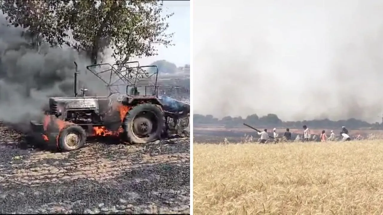 Hamirpur: 15 बीघा गेहूं की फसल के साथ जलकर खाक हुआ ट्रैक्टर; ग्रामीणों ने कड़ी मशक्कत के बाद पाया आग पर काबू