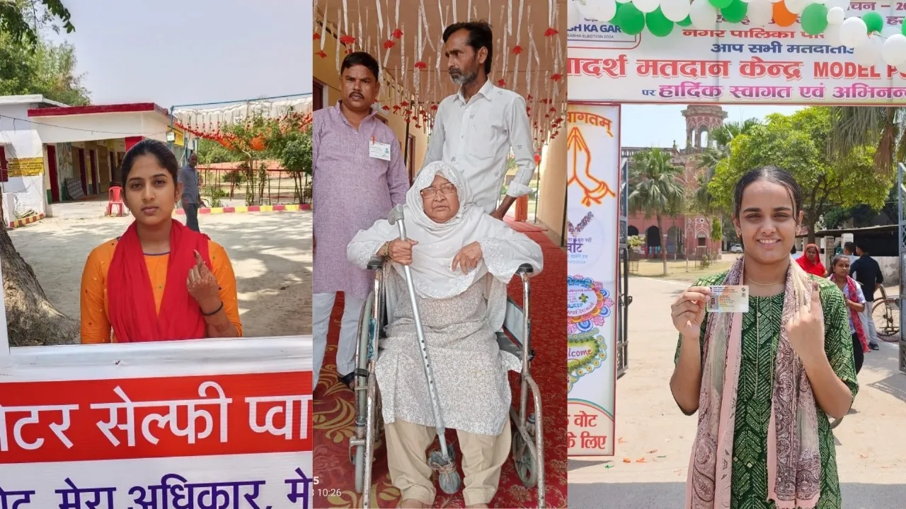 हरदोई: बुजुर्गों व दिव्यांगों में भी दिखा मतदान को लेकर गजब का उत्साह, व्हीलचेयर से पहुंचे मतदान केंद्र