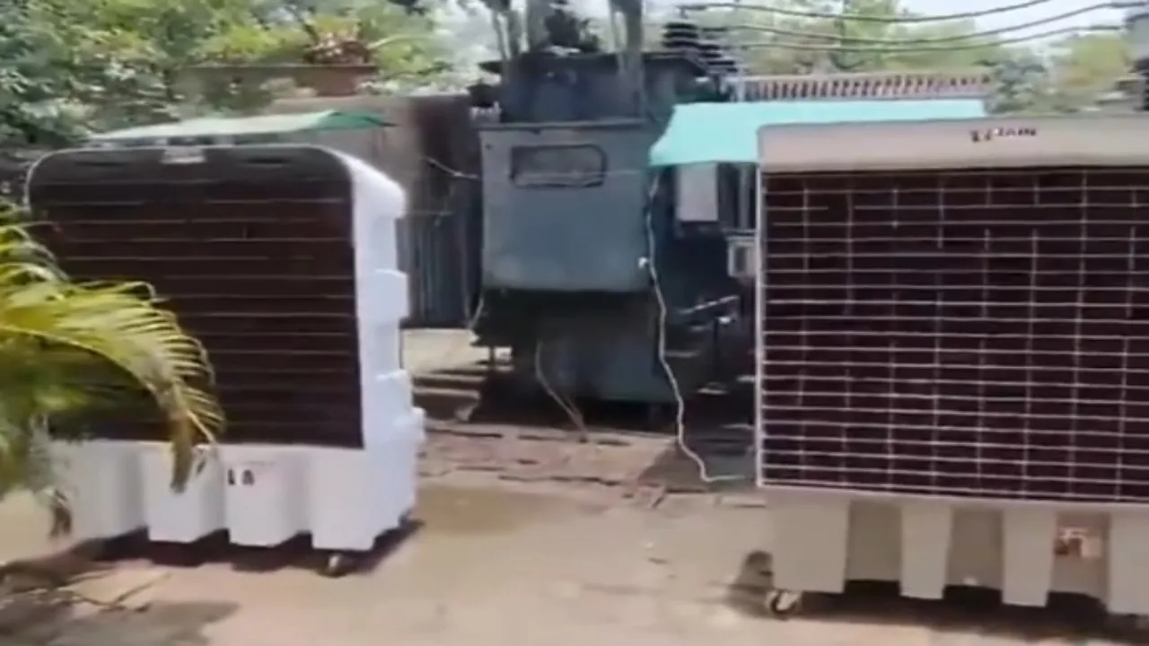 UP में भीषण गर्मी, लखनऊ में ट्रांसफार्मर को ठंडा करने के लिए लगाए कूलर 
