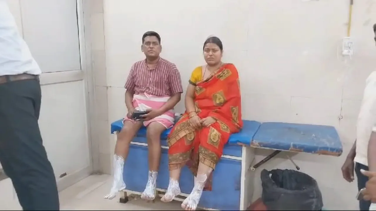 बहराइच दिये से परचून की दुकान में लगी आग, दंपती झुलसे