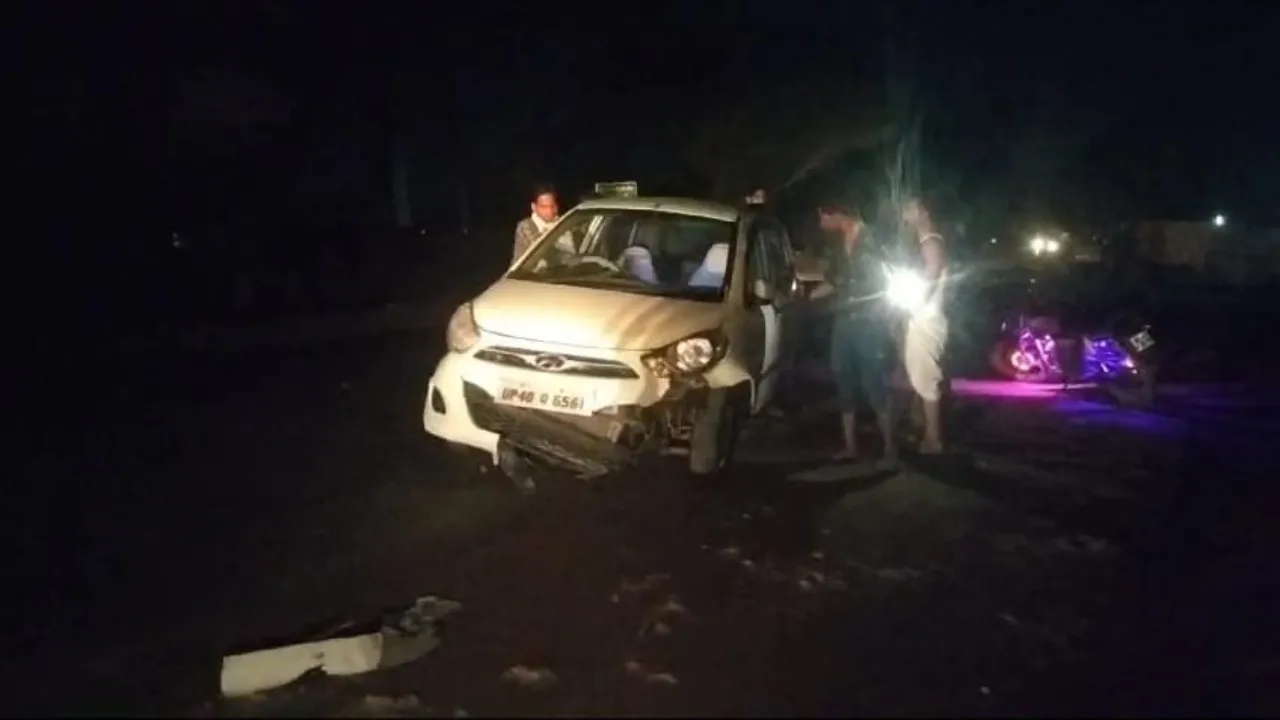 बहराइच में अनियंत्रित कार पलटी, महिला घायल, चार लोग थे सवार