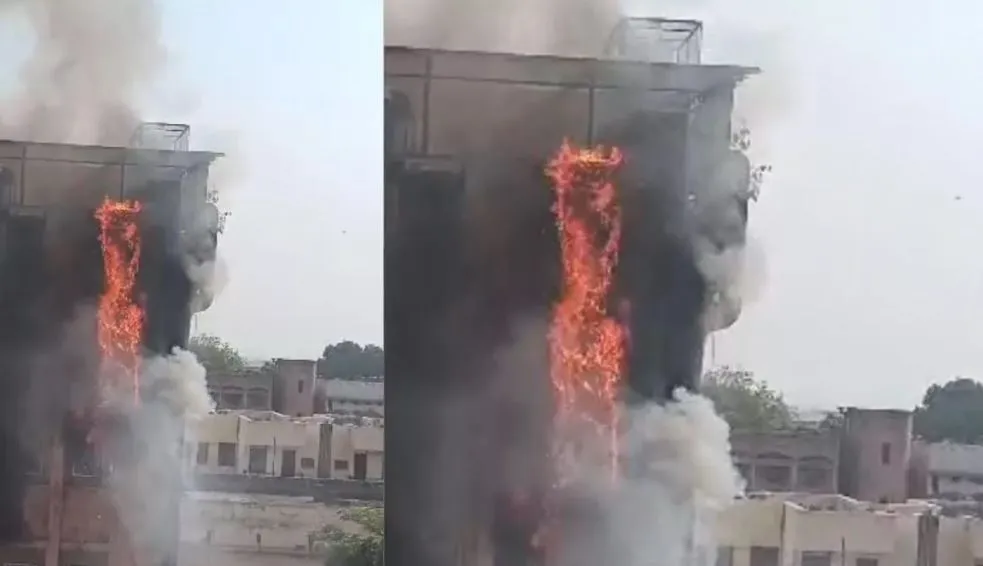 मेरठ: AC की वजह मेडिकल कॉलेज में लगी आग, लाखों का नुकसान