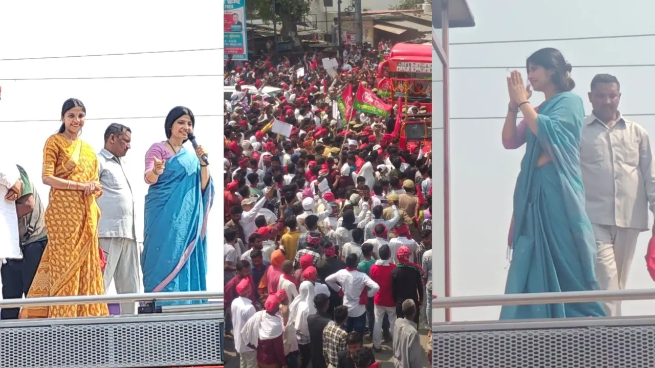 गोंडा पहुंची डिंपल यादव, श्रेया वर्मा के समर्थन में करेंगी रोड शो, उमड़ा जन सैलाब 