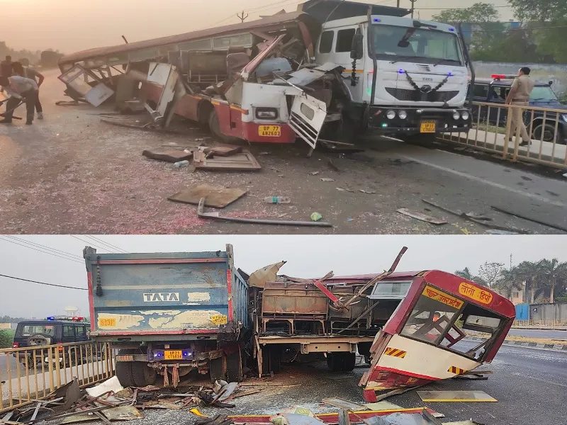 अमरोहा : हाईवे किनारे खड़े डंपर में घुसी रोडवेज, बस के उड़ गए परखच्चे...कई यात्री घायल