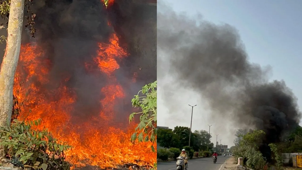 बरेली: कूड़े के ढेर में लगी आग, राहगीरों की बढ़ी परेशानी...उठा धुएं का गुब्बार