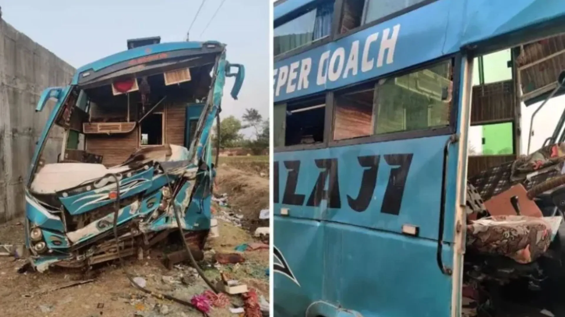  मध्य प्रदेश के राजगढ़ में निजी बस पुल से गिरी, दो की मौत... 40 घायल 