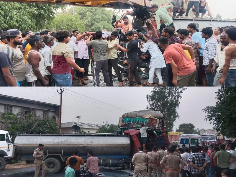 अमरोहा : ट्रक और टैंकर की आमने-सामने की भिड़ंत, एक की मौत...चार घायल