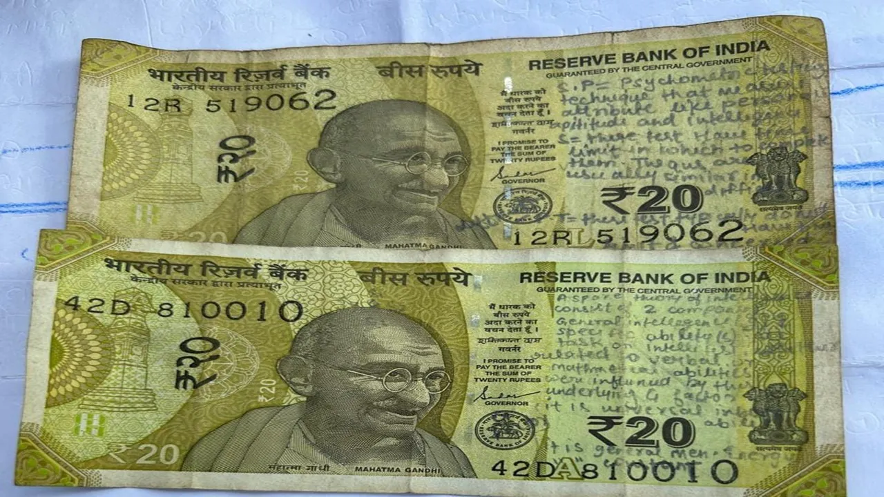 गोंडा: 20 रुपये के नोट पर लिख रखी थी नकल सामग्री, तलाशी में धरे गए छात्र