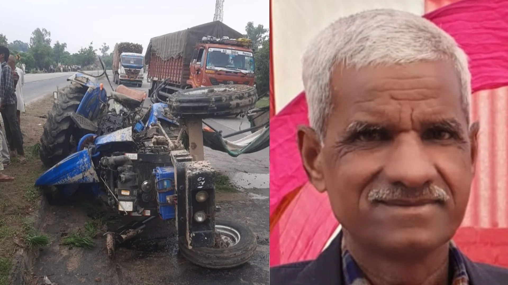 शाहजहांपुर: डीसीएम से भिड़ंत में ट्रैक्टर चालक पूर्व प्रधान के ससुर की मौत, ट्रैक्टर के उड़े परखच्चे