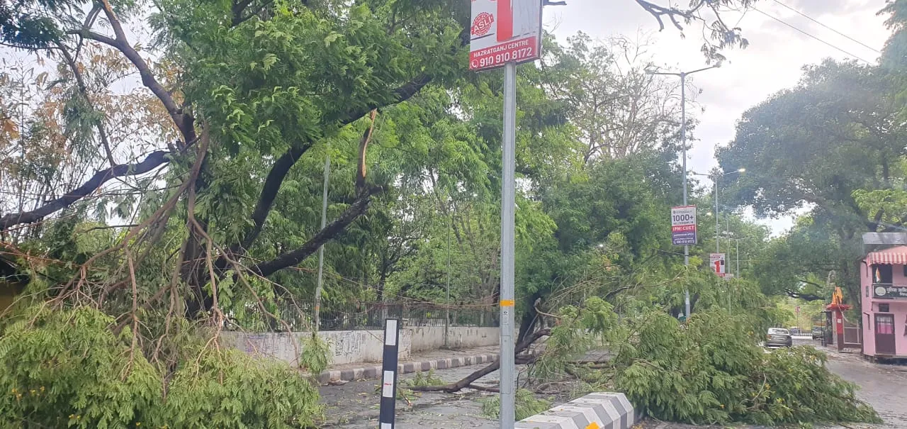 लखनऊ: आंधी और बारिश से गिरे पेंड़,टूटे तार, समस्या देख मंडलायुक्त ने अधिकारियों को दिये निर्देश