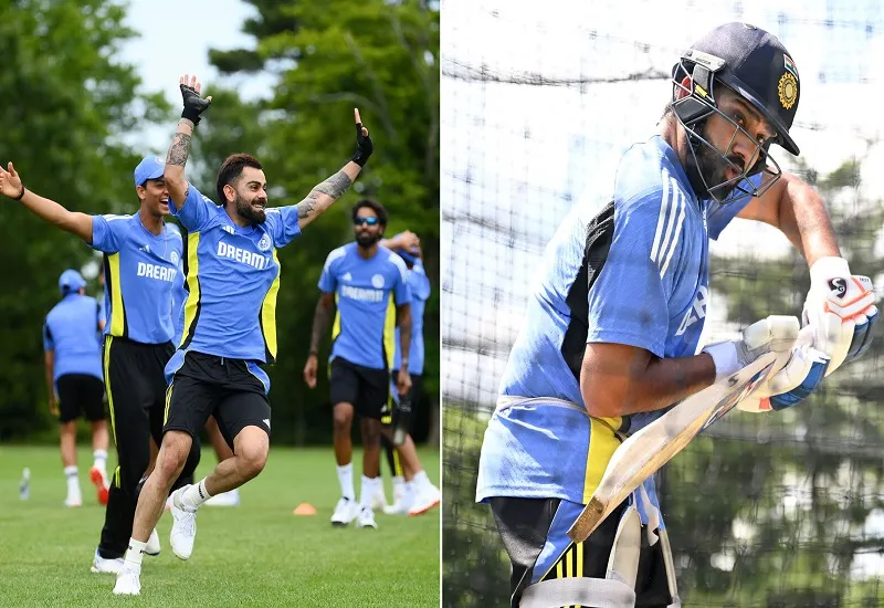 T20 World Cup 2024 : असमान उछाल वाली पिच पर रोहित शर्मा ने कोहली और सूर्यकुमार के साथ किया अभ्यास 