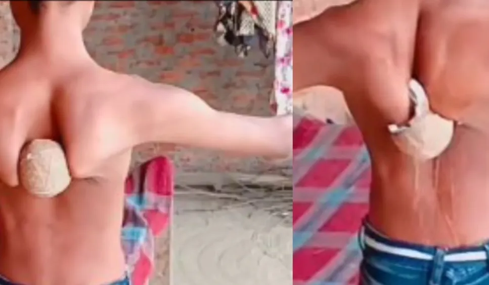 लड़के ने पीठ की हड्डियों से एक ही झटके में तोड़ डाला नारियल, Video देख आपके भी उड़ जाएंगे होश