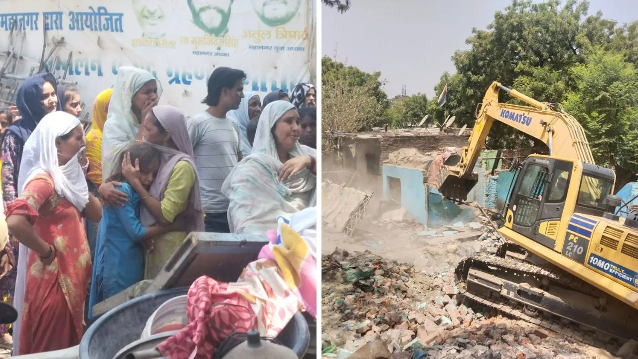 Unnao: राजीव नगर खंती में गरजा रेलवे का बुलडोजर, आशियाना टूटता देख गमगीन हुईं आंखे, दर्जनों मकान ध्वस्त