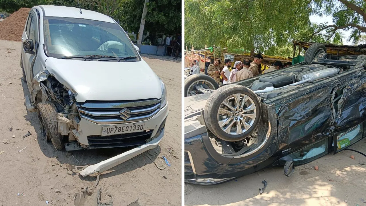 Kanpur: गंगाबैराज पर टकराईं दो कारें, 30 मीटर तक पलटते हुए दुकान में जा घुसी कार, इतने लोग हुए घायल...