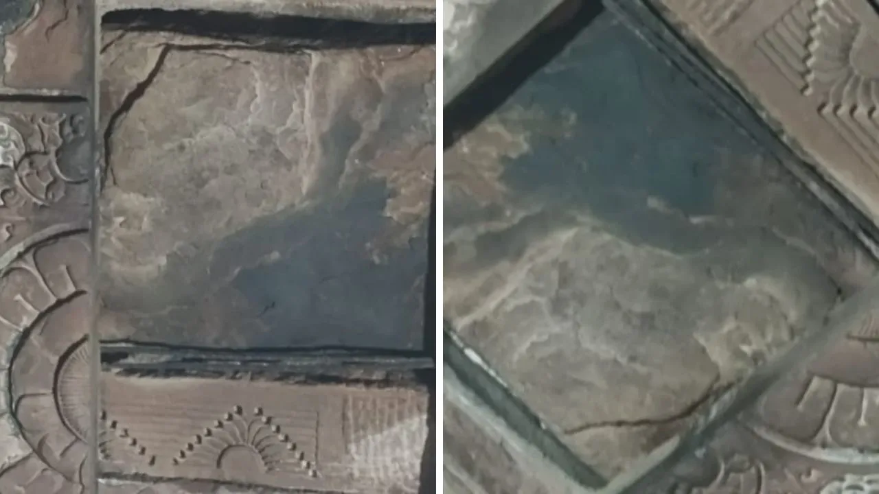 मंदिर में पत्थर