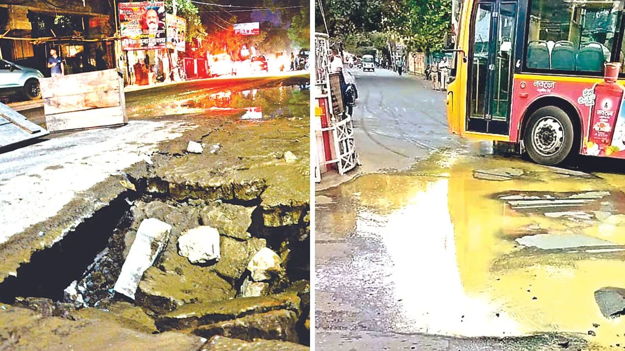 Kanpur: कचहरी के सामने लीकेज से धंसी सड़क, चेतना चौराहे पर भी पेयजल पाइप लाइन फटी, राहगीर हुए परेशान