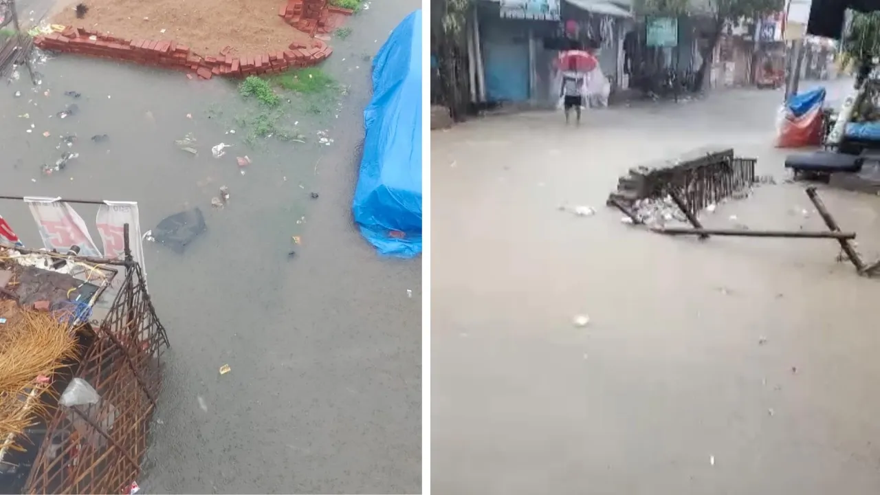 हरदोई में सुबह से लगातार हो रही बारिश, पूरे शहर में भरा पानी-गलियां उफनाईं, सड़कों पर हुआ जलभराव 