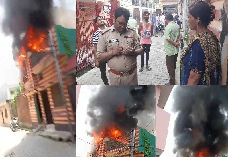 मुरादाबाद : हाईटेंशन लाइन का तार टूटकर घर में गिरा, लगी भीषण आग...मची अफरा-तफरी