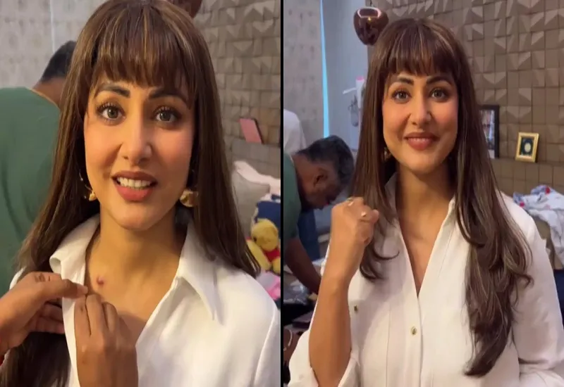 काम पर लौटीं ब्रेस्ट कैंसर से जूझ रहीं हिना खान, टेप से छिपाए कीमोथेरेपी के निशान...सिर पर लगाया विग