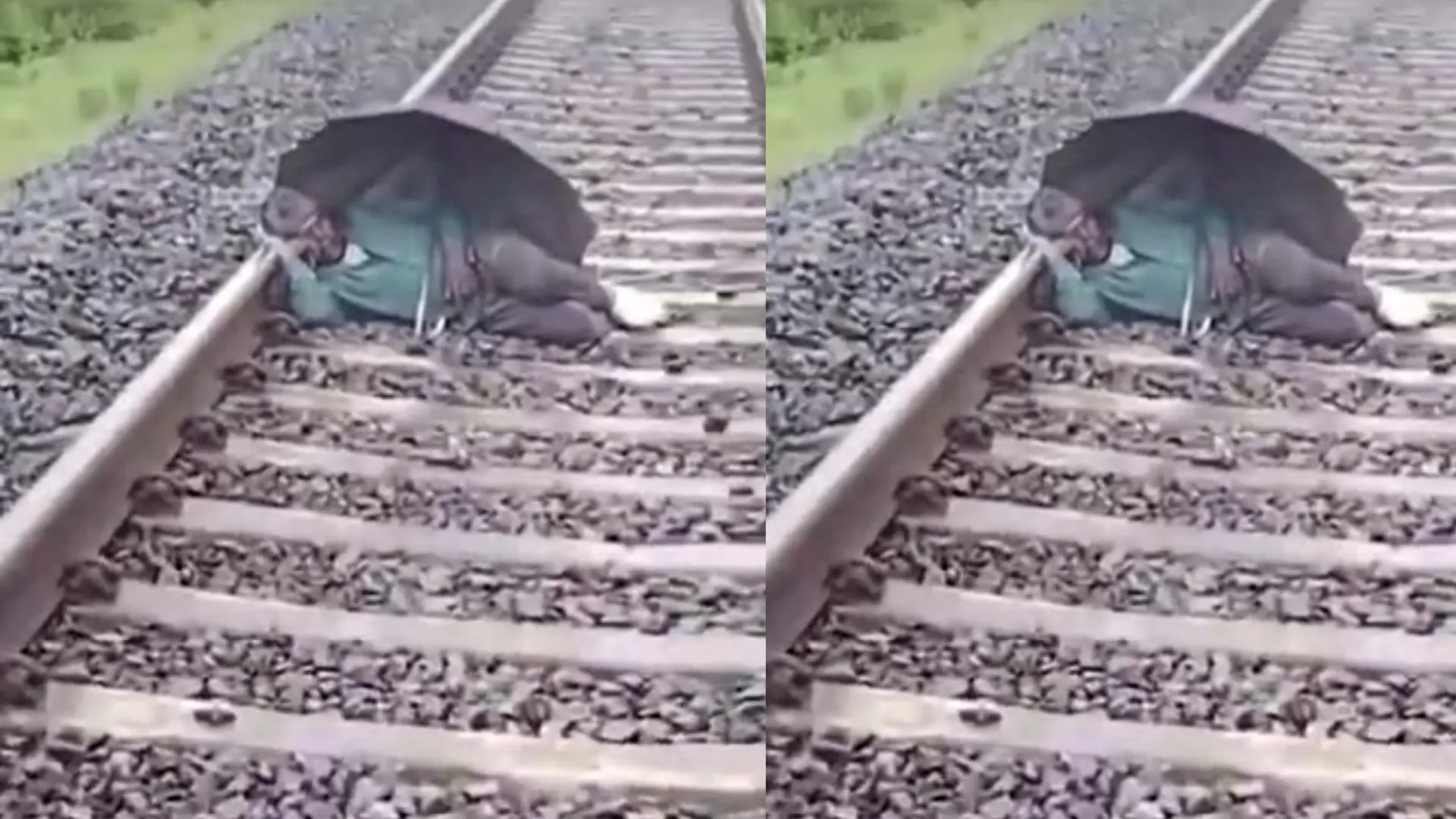 VIDEO: रेलवे ट्रैक पर छतरी लगाकर सो रहा था शख्स, सामने से आ गई ट्रेन, फिर जो हुआ जान हो जाएंगे हैरान