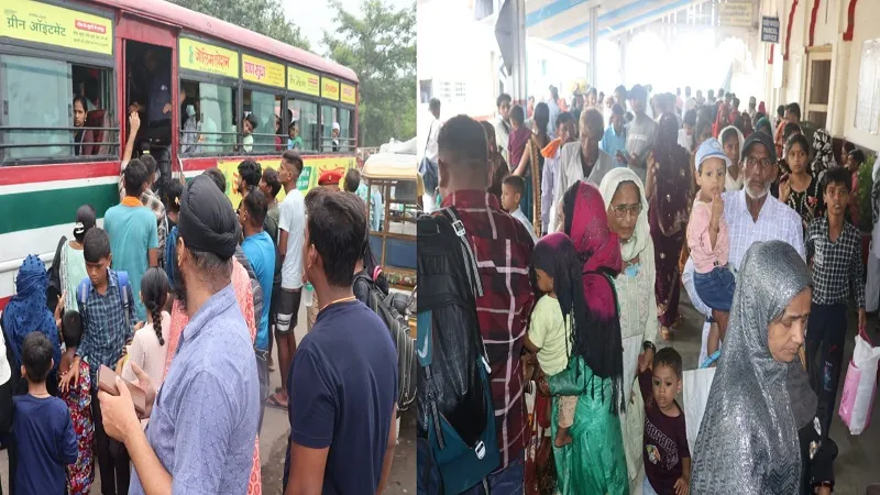 रामपुर : रक्षाबंधन  के दूसरे दिन भी ट्रेनों और रोडवेज बसों में उमड़ी भीड़, बहनों को खड़े होकर करना पड़ा सफर 